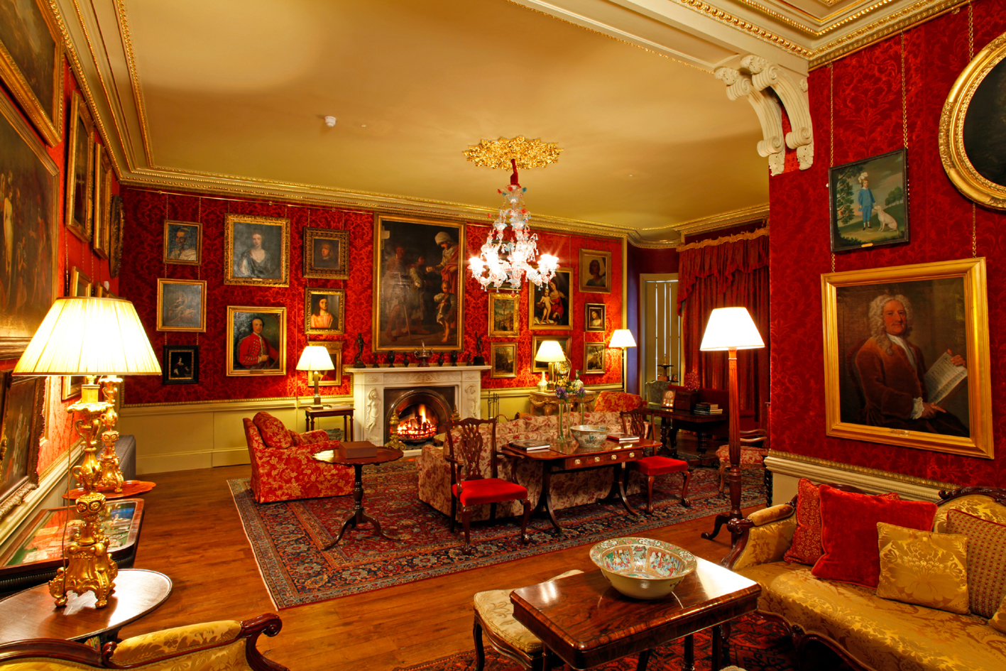 Unique Red Drawing Room with Simple Decor