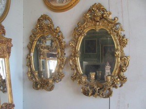 Pair of Irish Georgian mirrors and sconces (1,000-1,500).