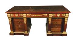 A large ormolu mounted nineteenth-century French Empire pedestal writing desk, circa 1890 is estiamted at 6,000-9,000.