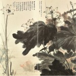 Zhang Daqian (1899-1983).Lotus (two of four scrolls) courtesy Christie's Images Ltd., 2013.  (Click to enlarge).
