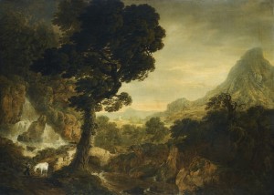 Thomas Roberts (Waterford 1748 - 1778 Lisbon) - A LANDSTORM; A MOUNTAINOUS LANDSCAPE WITH TRAVELLERS ON A BRIDGE (£80,000-120,000).