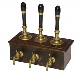 A set of three brass and ebonised bar pumps (80-150)