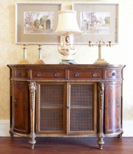 A walnut and parcel gilt painted side cabinet (3,000-5,000).
