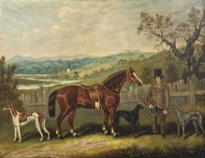 SAMUEL SPODE (fl.1825-1858) A Gentleman with a Horse and Three Dogs (3,000-4,000).SAMUEL SPODE (fl.1825-1858) A Gentleman with a Horse and Three Dogs (3,000-4,000).