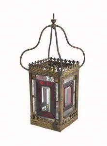A Victorian brass framed square lantern (300-400).
