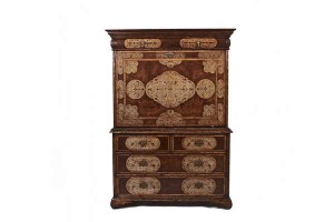 A William and Mary style walnut and seaweed marquetry secretaire chest on chest (2,000-3,000)