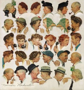 Norman Rockwell The Gossips signed Norman Rockwell oil on canvas. Painted in 1948.
