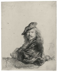 Rembrandt Harmensz. van Rijn (1606-1669) Self Portraitn leaning on a stone sill, 1639 (£8,000-12,000).