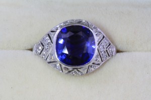 A c1911 sapphire and diamond cluster ring is priced at 11,500 at Weldons.