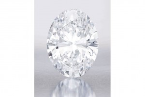 The magnificent oval diamond at Sotheby's, Hong Kong.