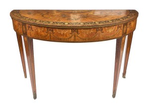 A c1780 marquetry side table attributed to William Moore of Dublin (20,000-30,000)
