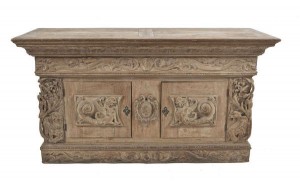A 19th century Italian limed-wood carved chest (1,000-1,500)