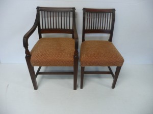 Seven Cork 11-bar chairs including one carver (1,000-1,500).