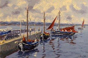 Ivan Sutton - Galway Hookers at Carraroe Pier, Co. Galway (1,500-2,000)
