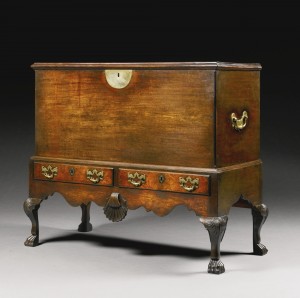 A George II Irish mahogany blanket chest on stand c1750 (£7,000-10,000).