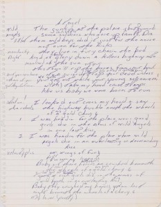 Bruce Springsteen’s Handwritten Working Manuscript To Born To Run ($70,000-100,000).