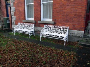 These cast iron gothic benches are estimated at 1,000-1-500.
