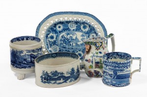 18th and 19th century blue and white English pottery.