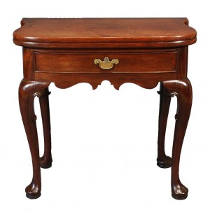 George III red walnut tea table.