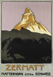 Emil Cardinaux (1877-1936) ZERMATT  lithograph in colours, 1908, printed by J.E.Wolfensberger, Zürich (£7,000-9,000).