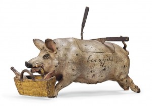 AN AUSTRIAN COLD-PAINTED BRONZE MODEL OF A PIG CIRCA 1900 (£1500-2,500).