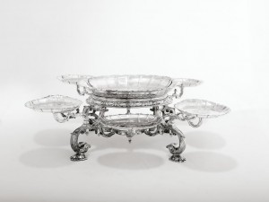 A George II silver epergne with the mark of John Edwards, London 1736 (£30,000-50,000).