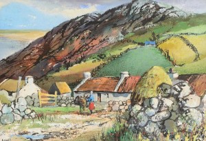 Kenneth Webb RWA FRSA RUA (b.1927) Cottages Atlantic Drive, Co Donegal, watercolour (600-900).