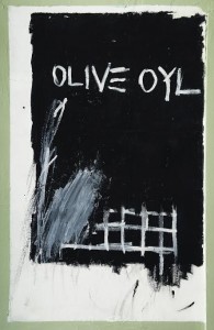 JEAN-MICHEL BASQUIAT (1960-1988) Olive Oyl paint on wall ($400,000-600,000).  © Alexis Adler. Courtesy Christie's Images Ltd., 2014.