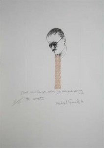 Micheal Farrell, 1940-2000 JAMES JOYCE - I DON`T MIND HOW YOU PAINT MY SOUL BUT GET MY TIE CORRECT (GOLD TIE) Etching, paper size 21`` x 15 1/2`` (53 x 39cm), signed, inscribed and dated 1999, ed. 136/50 (200-400).