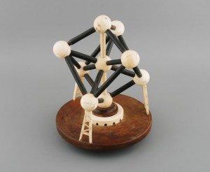 An ivory and ebony model of the  Atomium, Brussels (1,000-1,500).