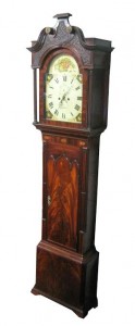 A 19th century clock with swan neck pediment (2,000-3,000)
