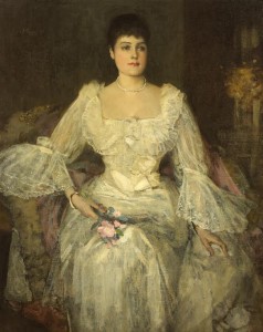 A LADY IN WHITE (A PORTRAIT OF LADY LYLE) by Sir John Lavery (30,000-50,000).