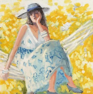 Martin Stone (b.1963) Girl On Swing  oil on canvas (800-1,200).