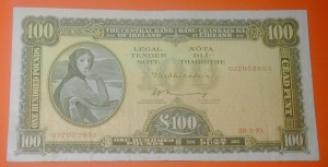 A Lady Lavery 100 pound Irish banknote.