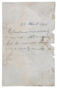 Eoin MacNeill's Easter 1916 manuscript countermanding order (30,000-50,000).