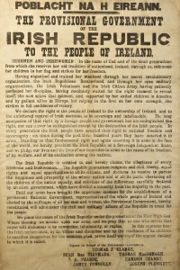 The Proclamation of Independence of the Irish Republic Printed in Dublin, 23rd April 1916 by Christopher Brady, Michael Molloy and Liam O’Brien for the Provisional Government of the Irish Republic (100.000-150,000).
