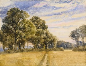 William Turner of Oxford - A Cornfield at Sunrise - watercolour (£3,000-5,000).