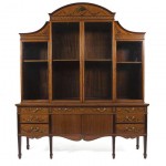A Georgian Revival satinwood painted display cabinet in the style of Mayhew and Ince c1880 (7,000-10,000).