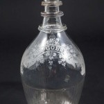A Penrose type triple ring decanter c1800 later engraved in the style of Franze Tieze "Erin go Bragh" (300-500).