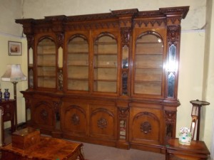 The Irish oak mid 19th century bookcase.