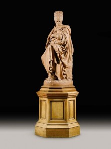 PROPERTY OF THE MARQUESS OF SLIGO FROM WESTPORT HOUSE, IRELAND AIMÉ-JULES DALOU FRENCH 1838 - 1902 BOULONNAISE ALLAITANT SON ENFANT (A YOUNG MOTHER FROM BOULOGNE FEEDING HER CHILD) signed and dated: DALOU 1876 terracotta, on the original wooden revolving base (£300,000-500,000).