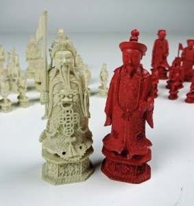 An image showing the carving on the chess pieces.