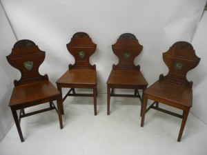 A set of four c1820 Cork Georgian hall chairs (1,000-1,500).