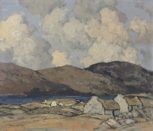 Paul Henry - Thatched cottages with mountains beyond (£25,000-35,000). Courtesy Christie's Images Ltd., 2014.