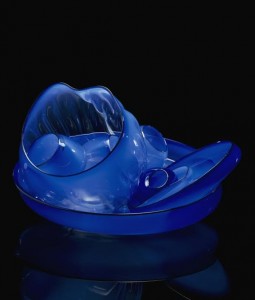 Dale Chihuly  - Copen blue basket set with cordovan lip wraps.