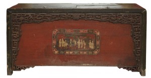 A 19th century Chinese or Mongolian marriage chest (1,400-1,800).