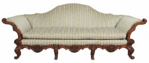 A 19th century walnut framed sofa (600-800).