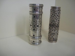 A c1690 silver nutmeg grater.