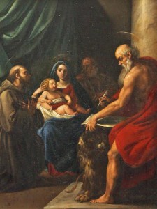 IN THE STYLE OF DOMENICO GUARINO (1683-1750) - he Madonna and Child, with Three Saints and a Lion in an Interior, sold for 7,600