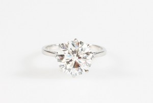A brilliant cut diamond solitaire ring.